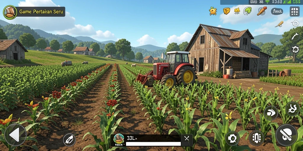 Tampilan gameplay 33L yang menarik dengan aktivitas bertani yang mengasyikkan.