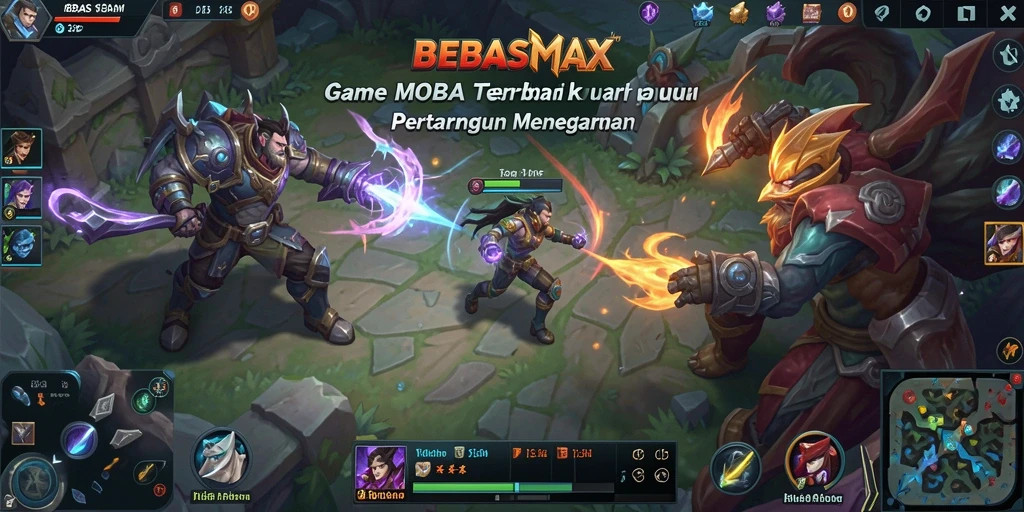 Tampilan gameplay seru BEBASMAX dengan pertarungan tim yang dinamis.
