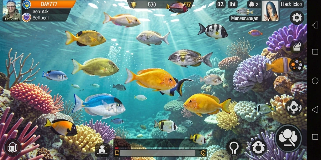 Tangkapan layar utama dari gameplay seru Tembak Ikan DAY777.