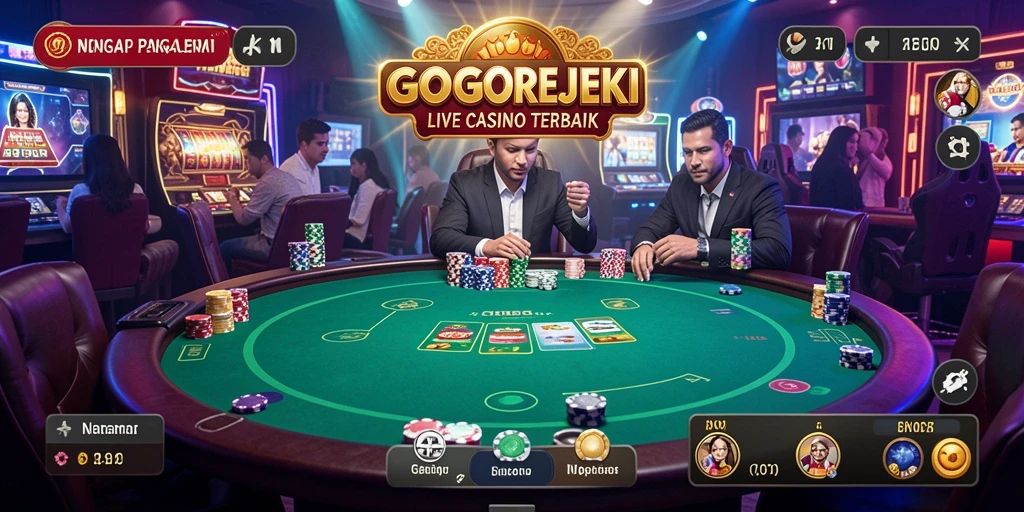 Screenshot gameplay dari GOGOREJEKI menunjukkan dealer langsung dalam aksi.
