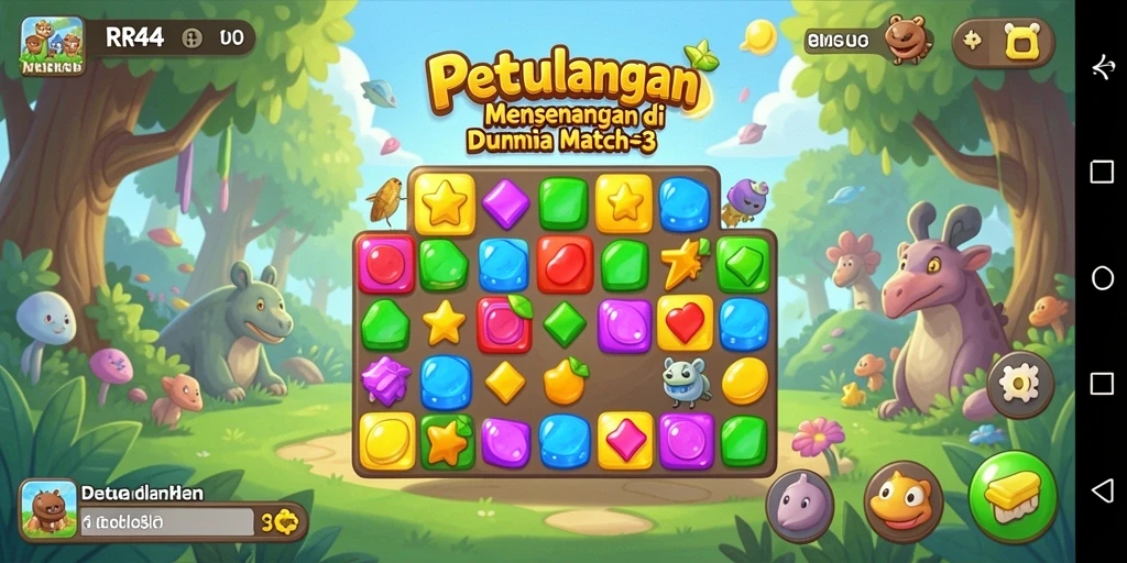 Tampilan gameplay seru dalam game Match-3 RR44.