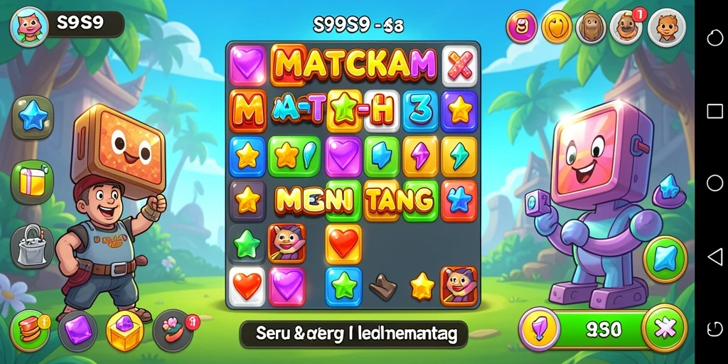 Screenshot gameplay S9S9 menunjukkan keseruan permainan Match-3.