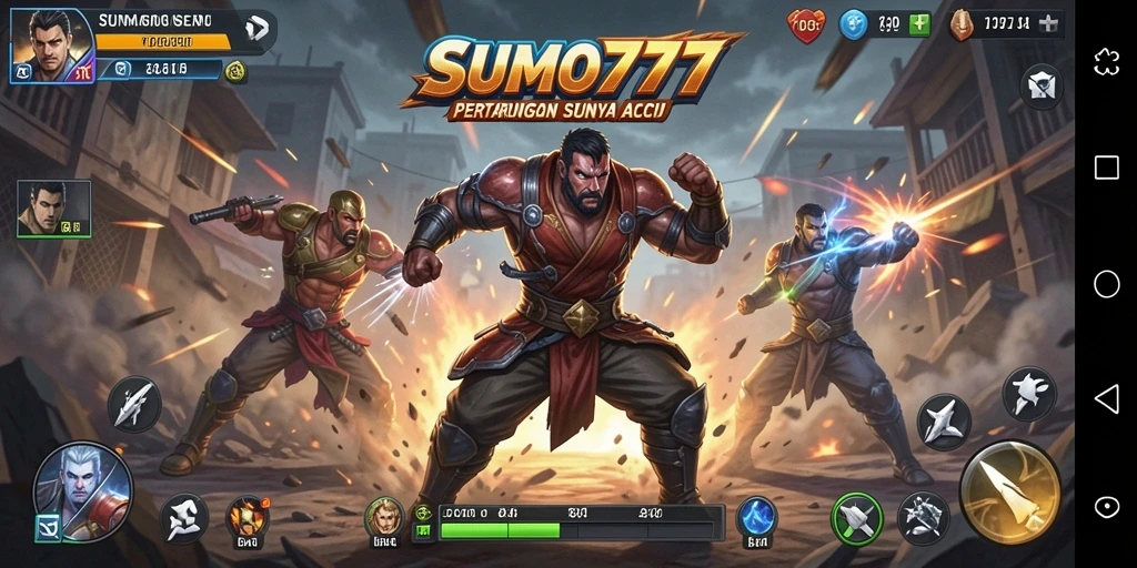 Tampilan aksi mendebarkan di SUMO777 saat pertarungan berlangsung.