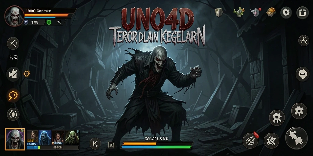 Tangkapan layar gameplay <strong>UNO4D</strong> menunjukkan suasana menakutkan dan mencekam yang dihadapi pemain.